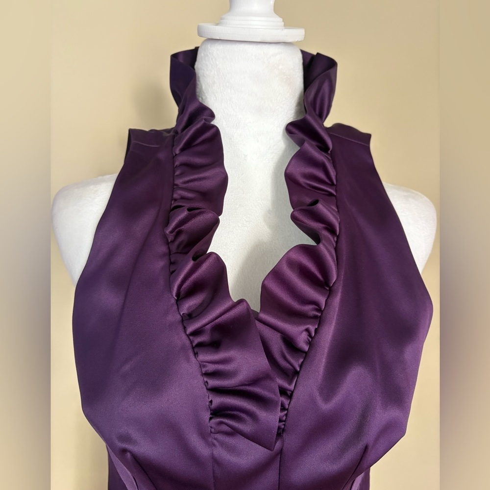 🎾Satin Purple Dress With Ruffles - Picture 3 of 10